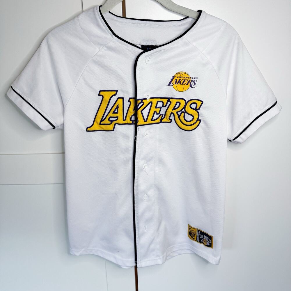 NBA Los Angeles Lakers‎ Official Button Up Jersey Youth Sz 14-16 White